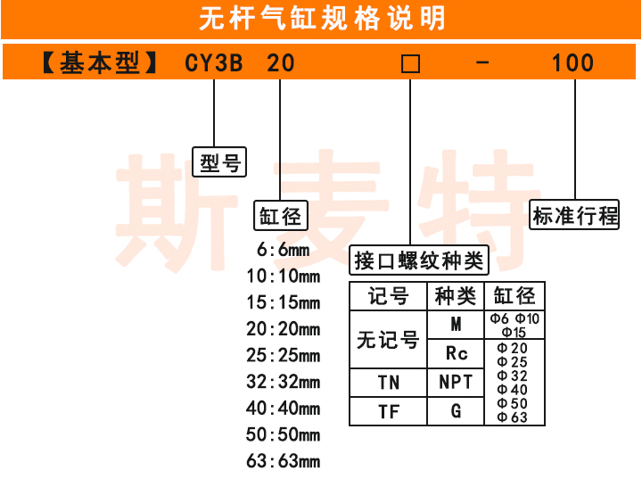 無桿氣缸規(guī)格說明